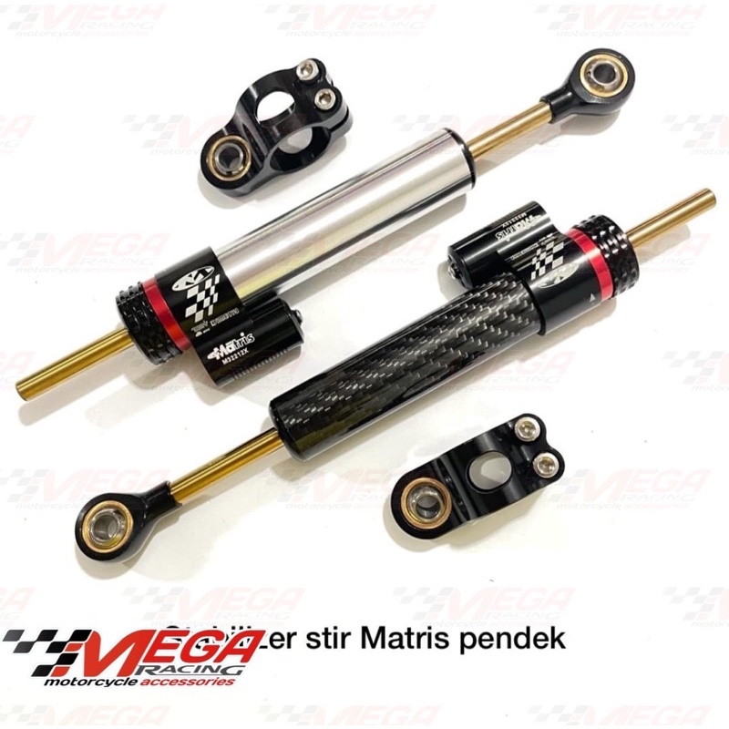 Stabilizer Stang Matris Carbon Chrome Panjang &amp; Pendek Berkualitas supensi setang stabil dengan 16 klik universal ninja satria fu byson sonic cbr150r cb vixion r15 r25 jupiter mx king supra mega pro zx10r klx trail dtracker crf z r rr v2