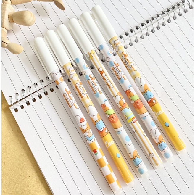(12pcs) pen bisa hapus/pen gel hapus/erasable pen/pen hapus lucu fancy ODEMEI-YELLOW RABBIT