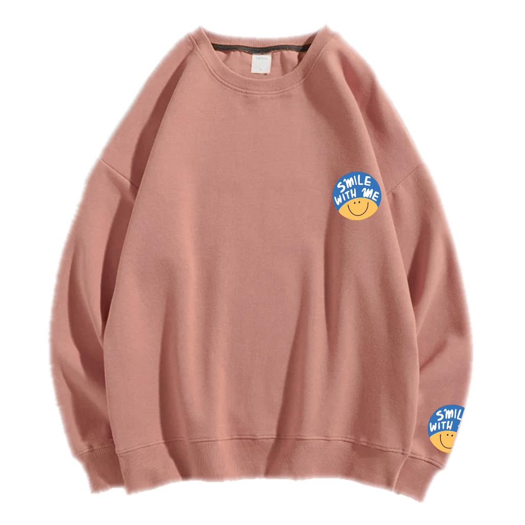 SWEATER SMILE WITH ME CREWNECK PRIA WANITA Size M-XXL ANAIRA