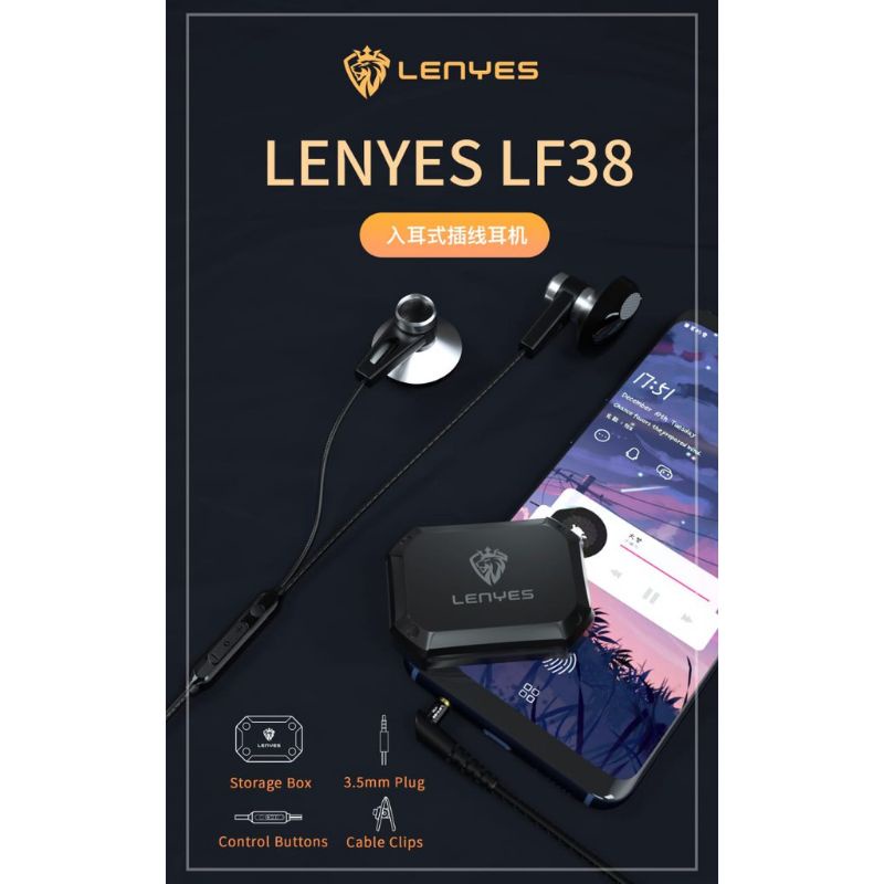 Lenyes headset LF38 gaming in ear hifi stereo earphone extra bass with handfree microphone 3.5mm Audio