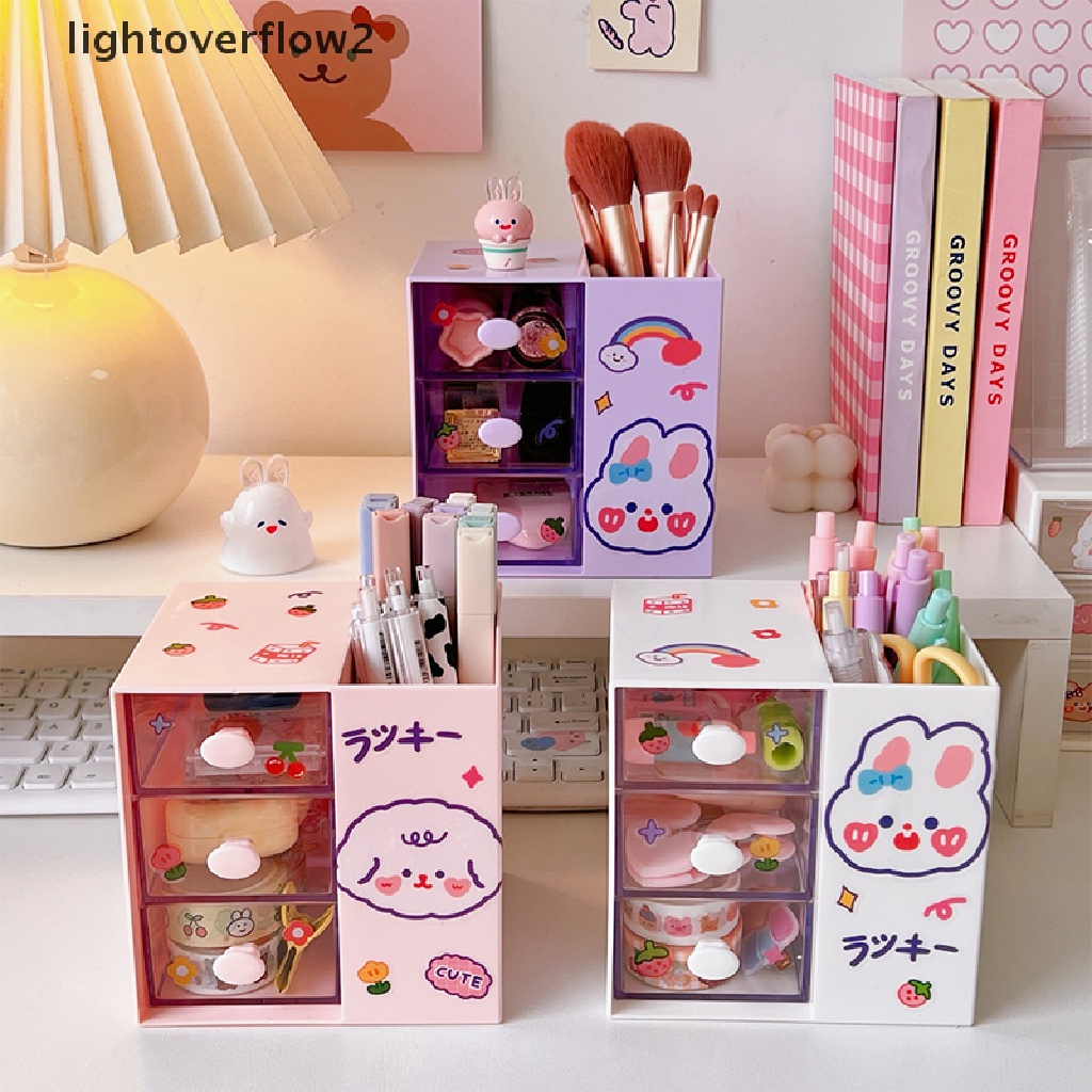 (lightoverflow2) Stand Holder / Organizer Brush Makeup / Kosmetik 5 Sekat Untuk Meja (ID)