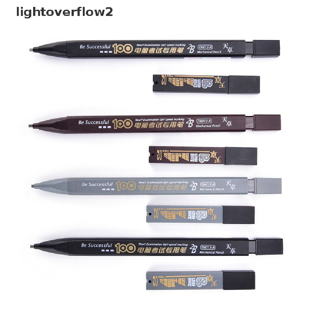 (lightoverflow2) Pensil Mekanik 2B Warna Hitam Dengan Isi Ulang