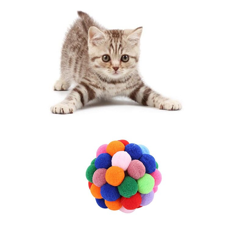 Mainan Kucing Bola Pom Pom Bulu / Mainan Kucing / Mainan Bola FEZONE