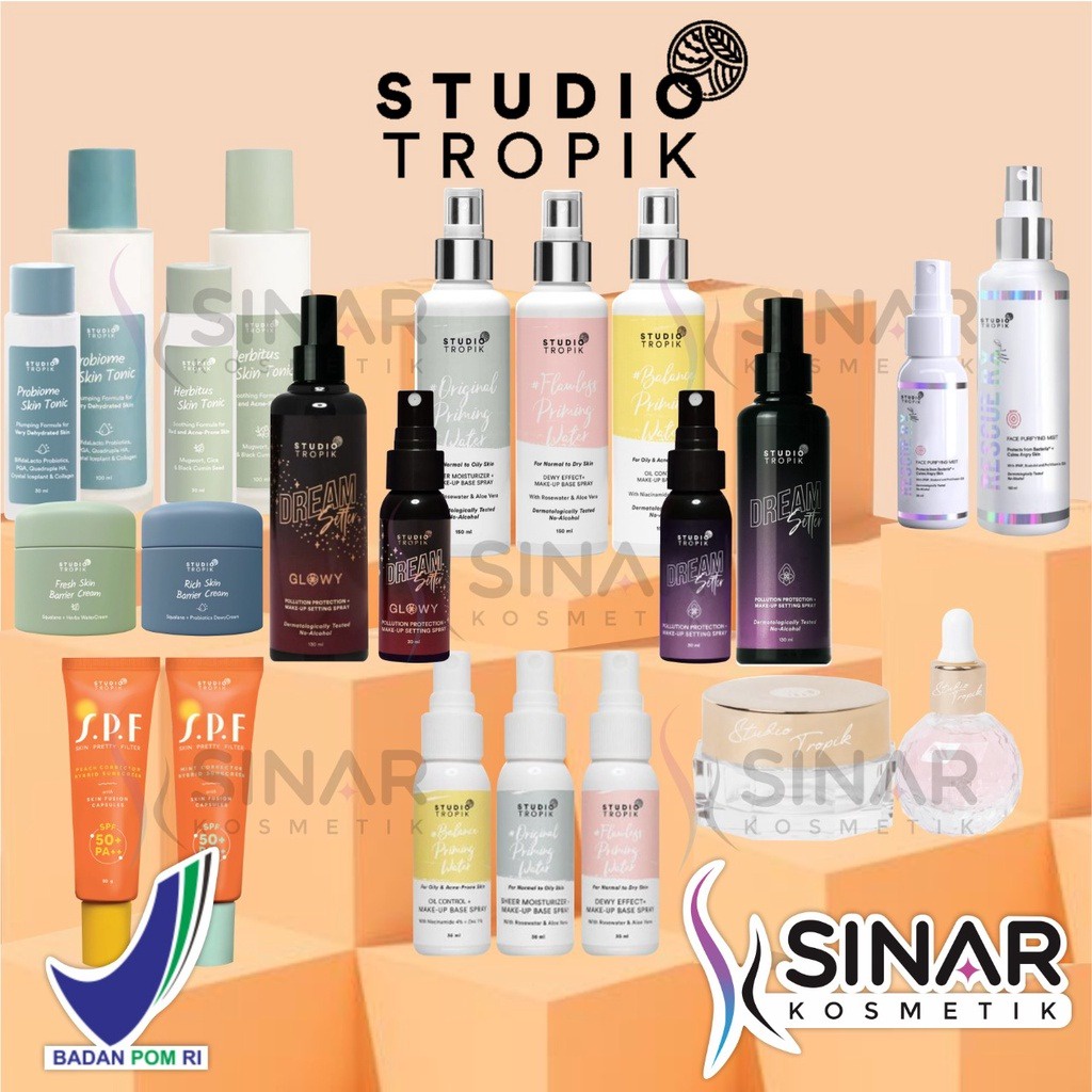 ✦SINAR✦Studio Tropik Priming Water Make Up Base Spray | Setting Spray | Sunscreen SPF 50 | Barrier Cream | Precious Oil | Skin Tonic