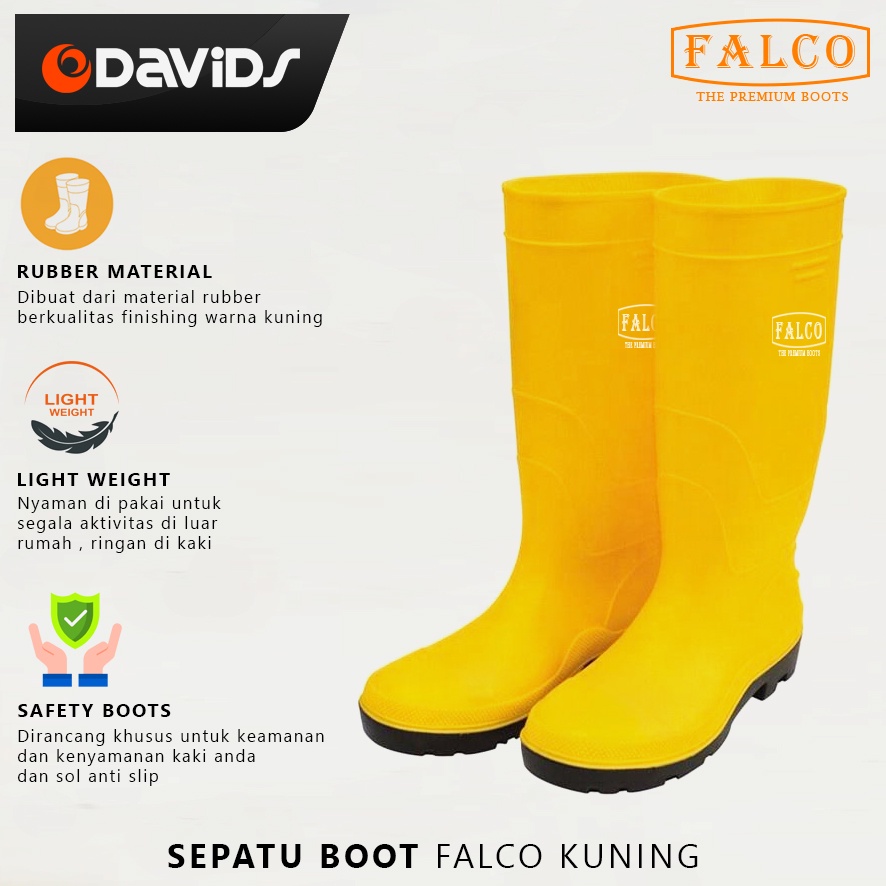 Sepatu Boots Karet Boot Kuning Pria Kerja Safety Proyek Bot Panjang FC