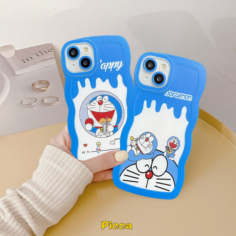 Vivo Y36 Y16 Y02 V25E Y22 Y35 Y15A Y12s Y11 Y15s Y21s Y17 V25 Y33s Y15 V23E Y20 Y12 Y75 Y91C V20 Y12i Y91 Y21 Y1 Y1s T1 Y55 Y30 Tempat Susu Imut Doraemon Milk Tea Ice Cream Wavy Edge Case