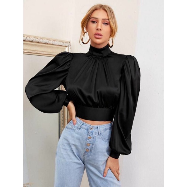 blouse satin / satin blouse / blouse / blouse korea /blouse balon/ racun tiktok /kemeja oversize