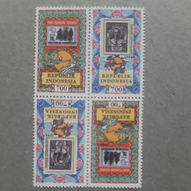 

Perangko Hari prangko sedunia world stamp day 1998 blok 4 prangko Tete Beche