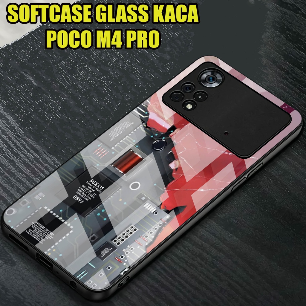 Softcase Glass Kaca Xiomi poco M4 PRO]- Case Hp Pelindung Handphone Xiomi poco M4 PRO [ A84]