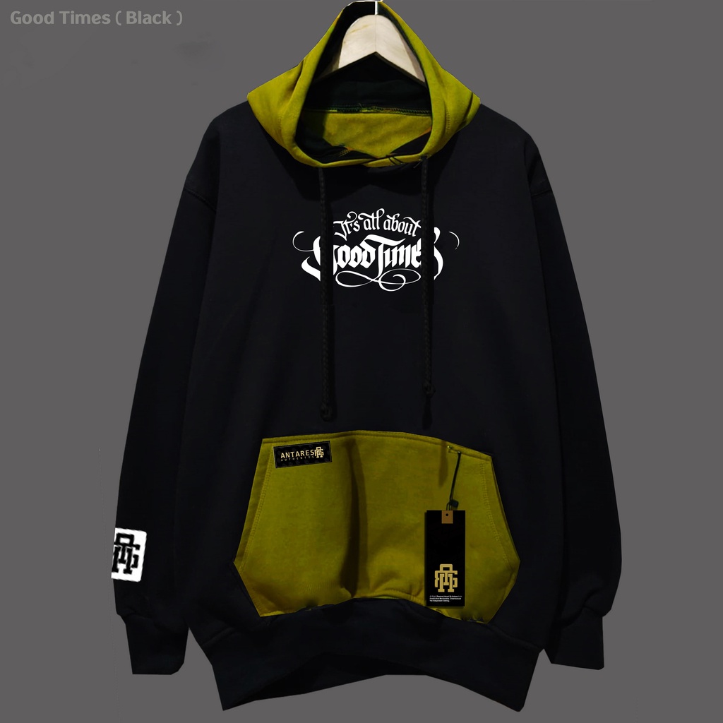 HOODIE OVER SIZE JUMBO UKURAN XXXL - XXL NEW ARTIKEL GOOD TIMES (BLACK)