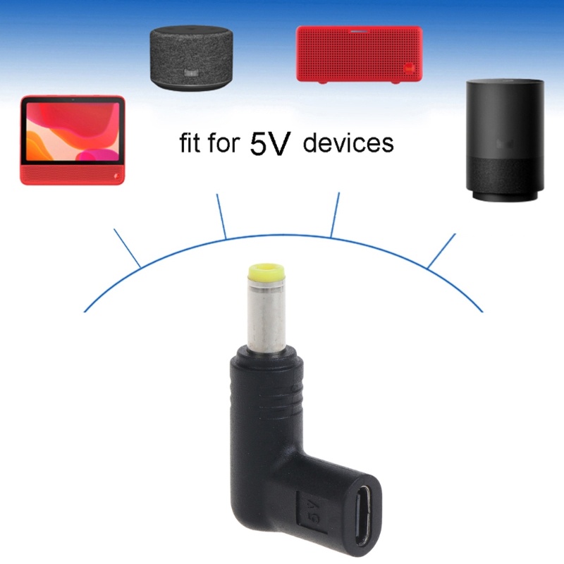 Cre Adapter Konverter Konektor Power Tipe C Ke 5.5mmx2.1mm Sudut 90 Derajat