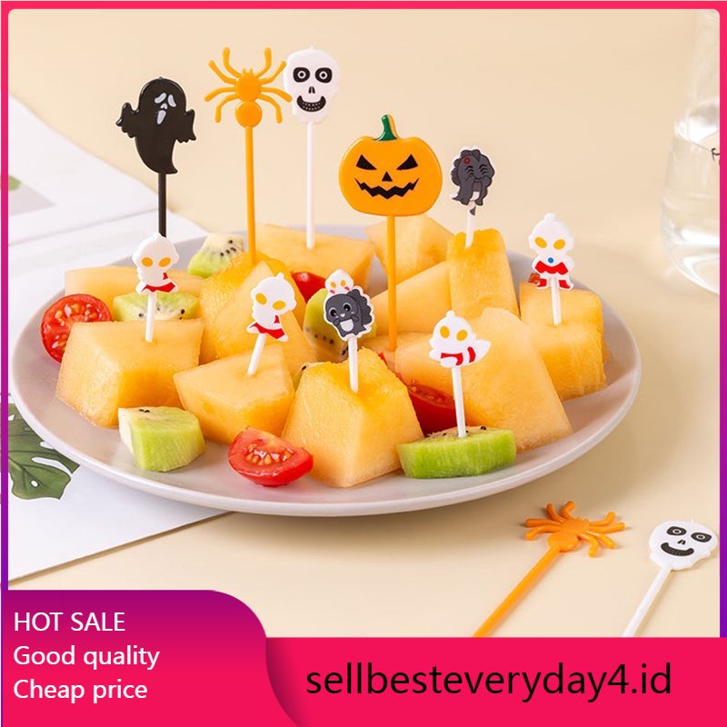 6 / 10Pcs Garpu Buah Kue Portabel Bahan Plastik Desain Ultraman Untuk Halloween