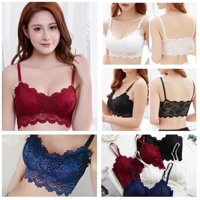 Bra Wanita QN20 Busa Model Tanpa Kawat Bahan Halus Motif Brukat Renda ACC