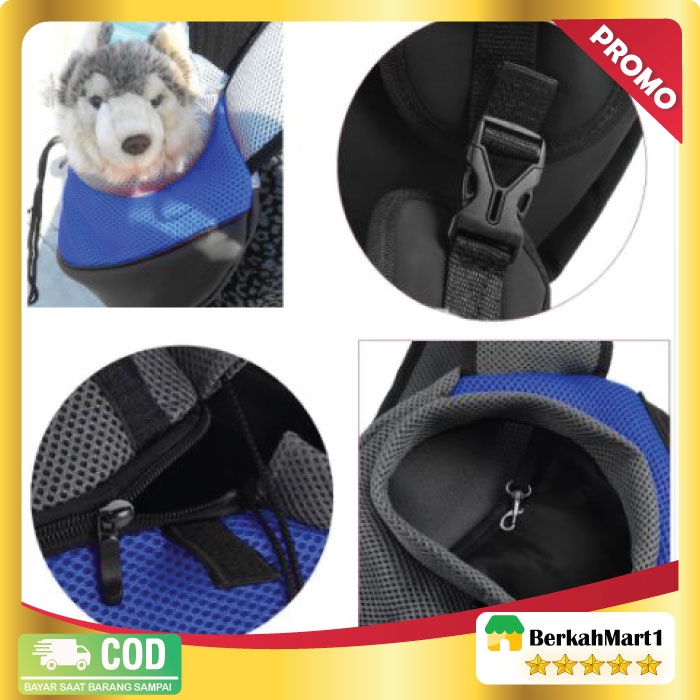 Tas Selempang Hewan Anjing Kucing Pet Carrier Size L - 600D - Blue