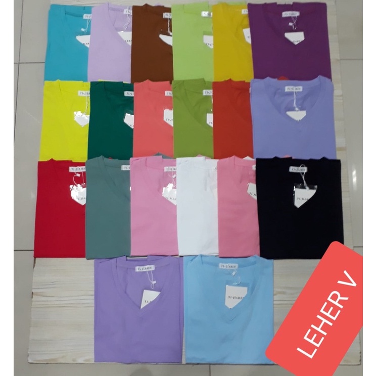 KAOS POLOS LEHER V IMPORT/ATASAN WANITA
