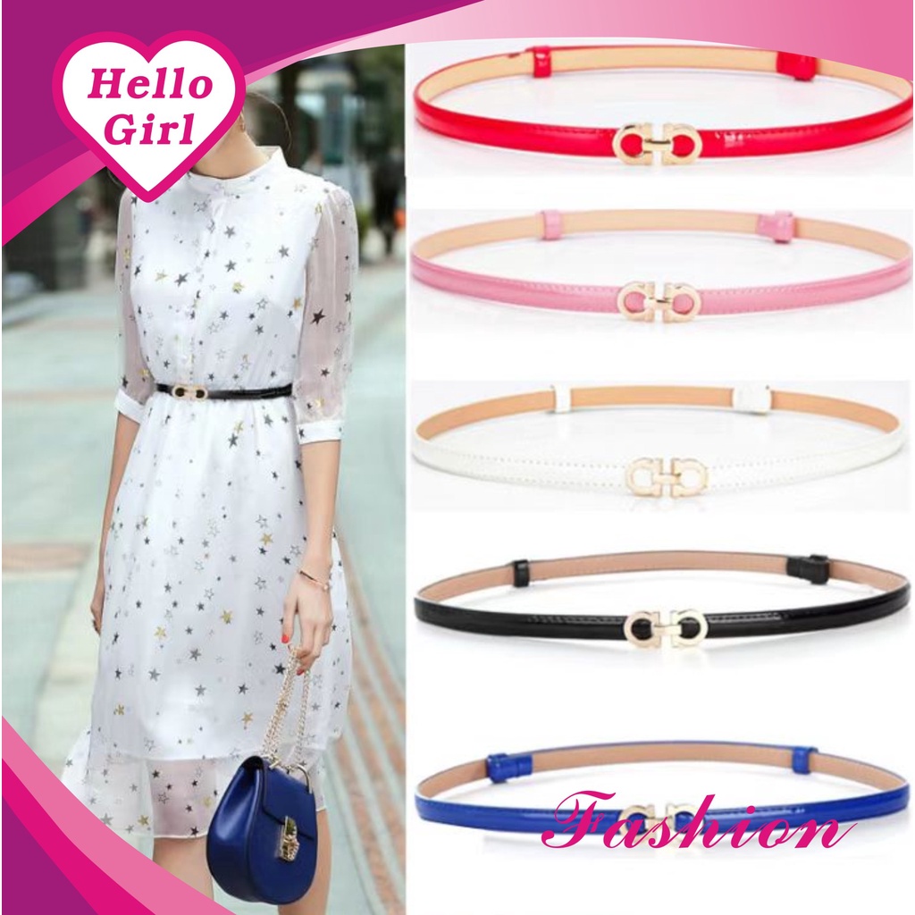 (Hello Girl) YD8 Ikat Pinggang Wanita Polos Thin Belt Korea Import
