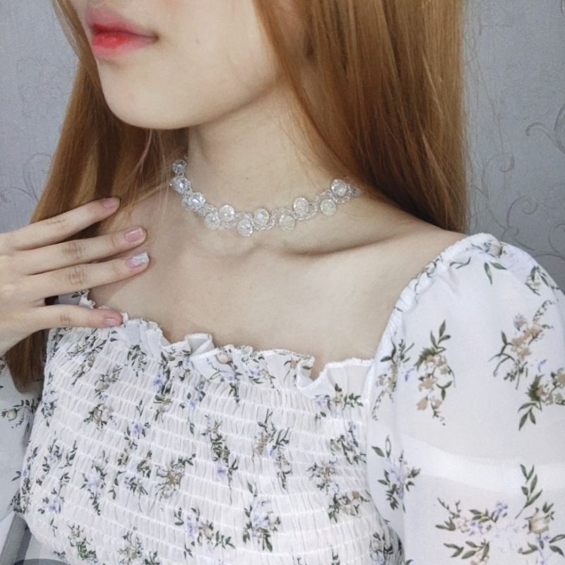 Martha Crystal Choker Necklace Kalung Diamond Kristal Anyam Luxury Premium Collection Kalung Pesta Korea