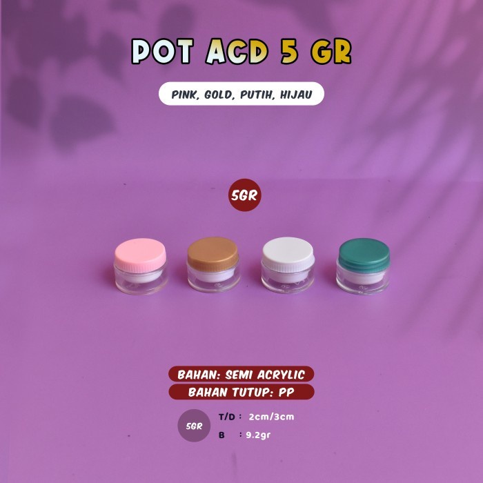 POT KOSMETIK ACD 5 GR - POT KRIM WAJAH ACD BAHAN PP - POT KOSMETIK