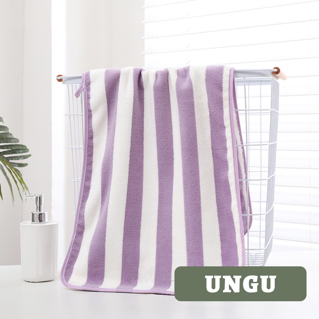 PROMO BISA COD Handuk Mandi Salur Daya Serap Tinggi Ukuran 100cmx50cm 100% Polyester