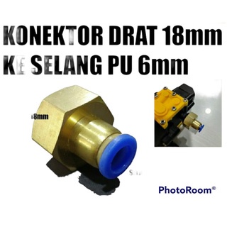 KONEKTOR DRAT 18MM KE SELANG PU 4X6MM