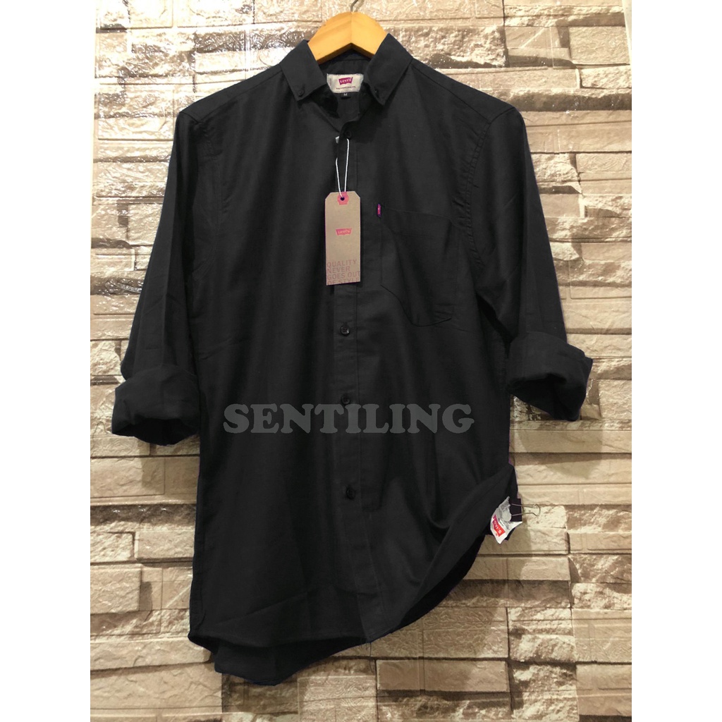 Terwuwu kemeja panjang pria cowok gatlemen cowok biru navy dongker polos formal kantor-1