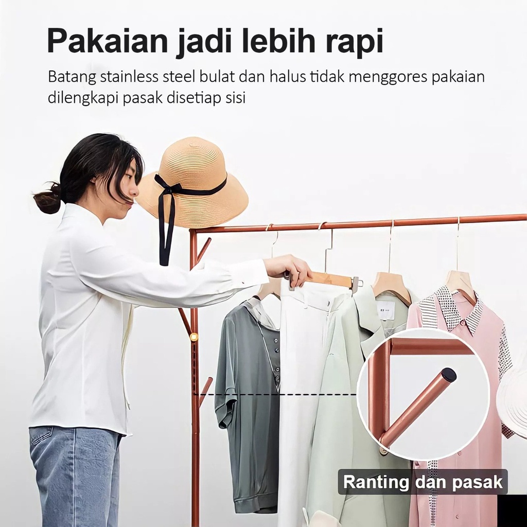 PROMO Stand Hanger Gawang Besi Kuat Putih Hitam Butik Display Gawangan Gantungan Baju - TERMURAH