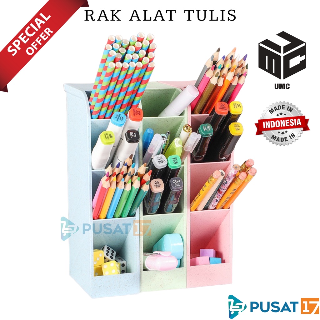 Jual PUSAT17 RAK MINI 4 SEKAT / RAK LACI PLASTIK 4 SLOT PULPEN SPIDOL ...