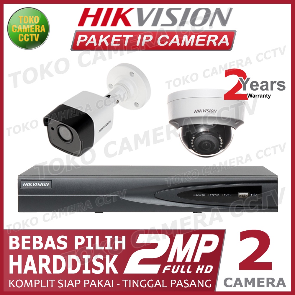 PAKET CCTV IP CAMERA HIKVISION 2MP 4 CHANNEL 2 KAMERA