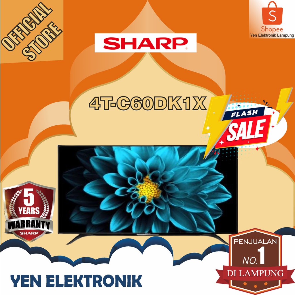 TV SHARP 4T C60DK1X Smart Android TV 60 Inch 4K HDR Garansi Resmi SHARP 5 Tahun