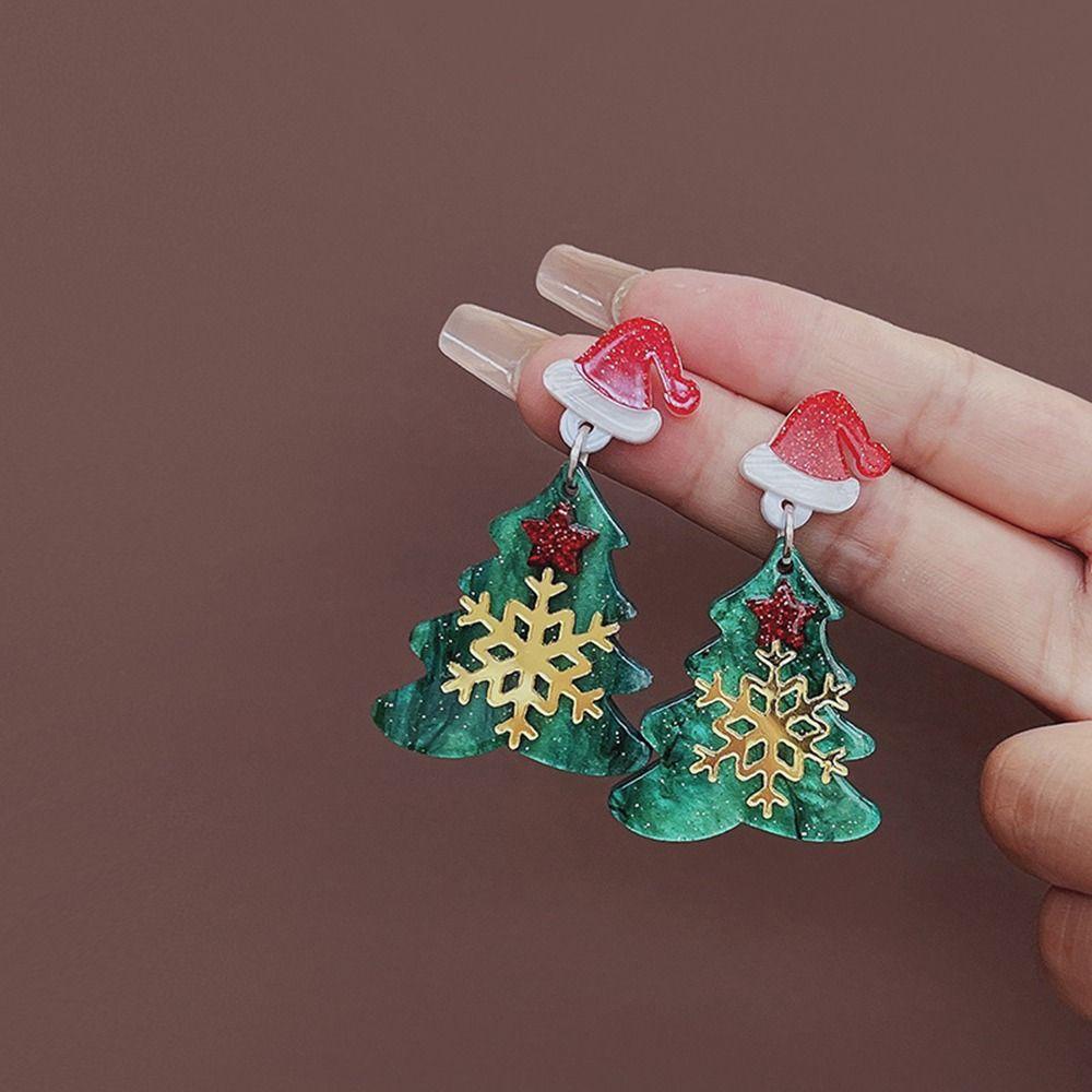 Mxbeauty Anting Tusuk Natal Anting Menjuntai Kepribadian Untuk Perempuan Untuk Perempuan Santa Claus Snowman Women Drop Earrings