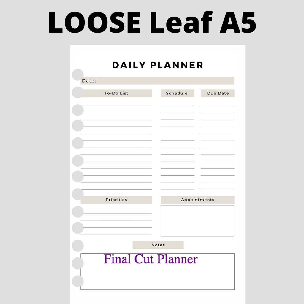 

Loose Leaf A5 - Daily Planner Tema Grey By Monologprojects .