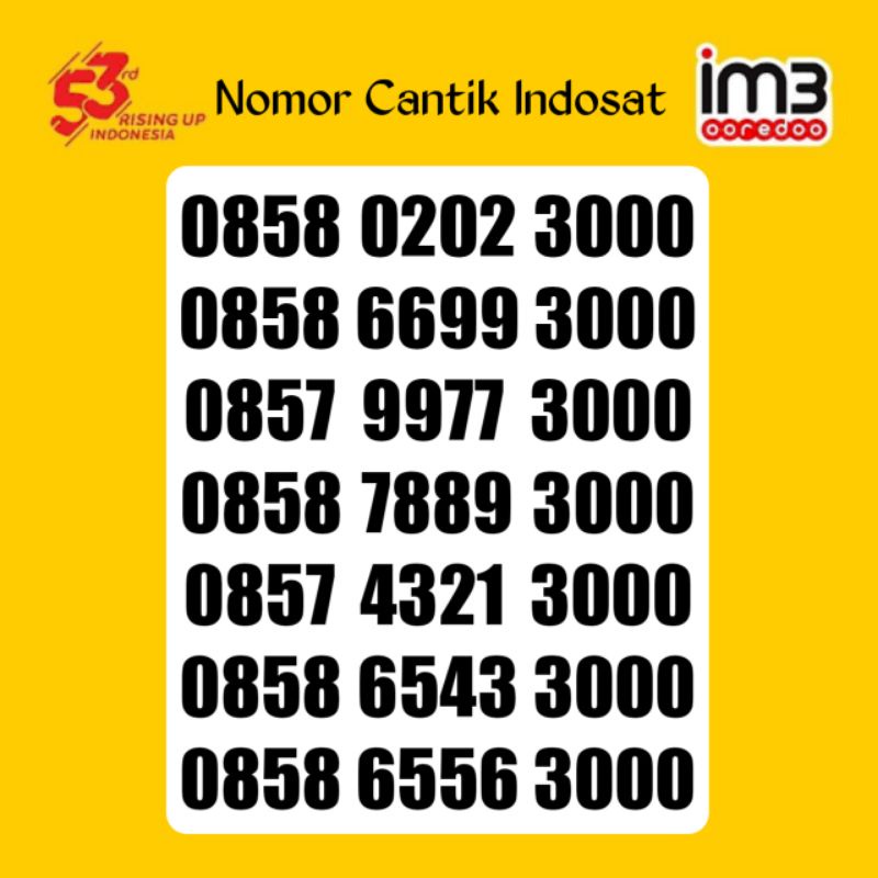 Nomer Cantik Indosat im3 4G LTE ABC ABC DDD TRIPLE 000 Super ABAB AABB 3000 4000 5000 6000 7000 8000