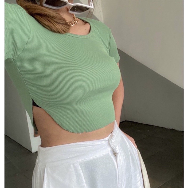 QUEEN-Ery Crop Top Knit Rib