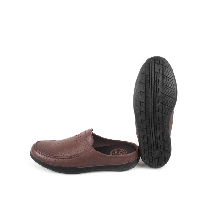 Sepatu Slip On Karet Pria ABK 553 Coklat Tua