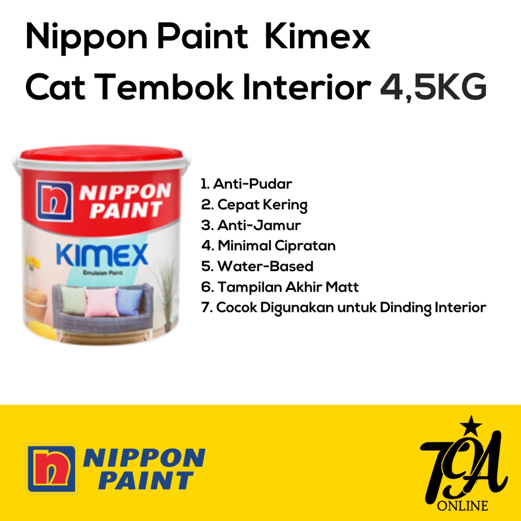 Jual Cat Tembok Interior Kimex Nippon Paint 4,5KG Shopee Indonesia