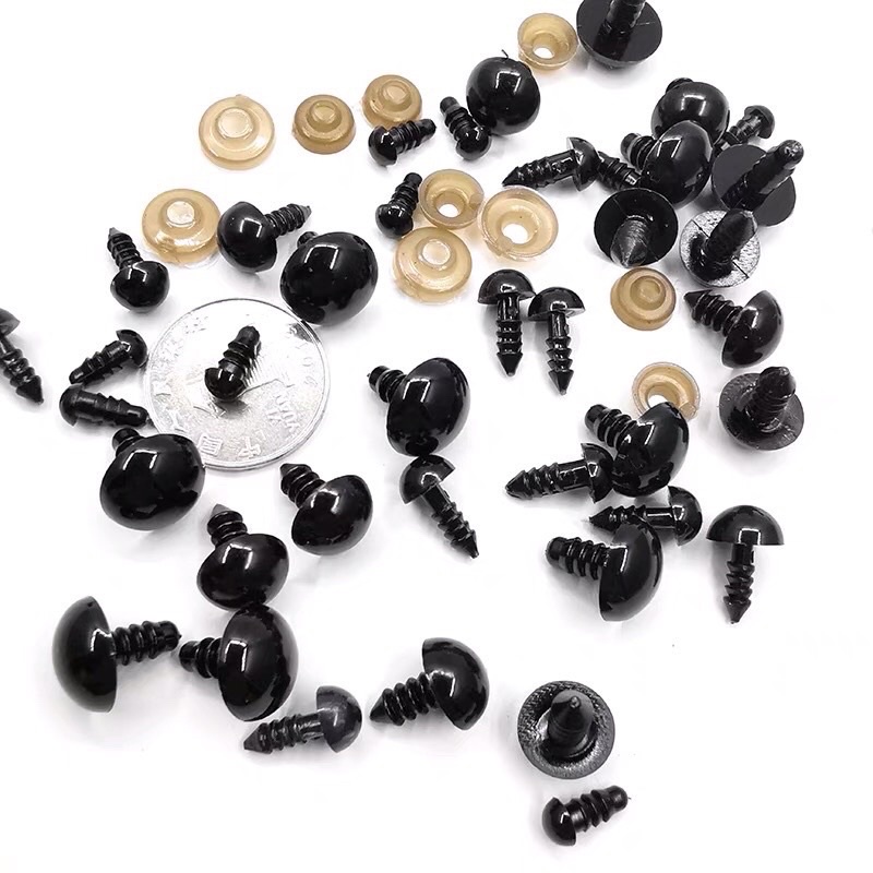 (10PCS/5PASANG)MATA BONEKA BULAT HITAM/ MATA AMIGURUMI/ SAFETY EYES 5-24 MM