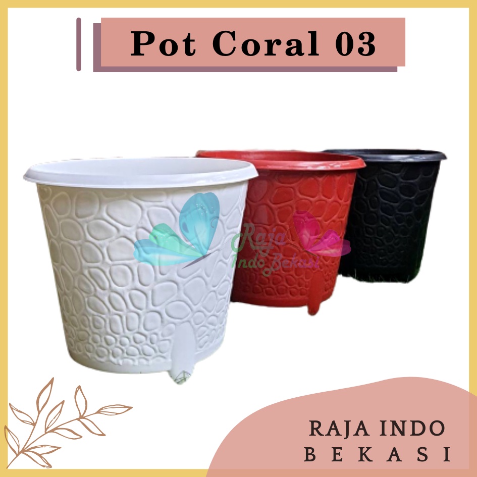 Pot Bjp Coral 03 Putih Budi Jaya Pot Coral 20 Cm Pot Koral Bunga Plastik Motif Batu Alam Bagus Pot Tanaman Murah