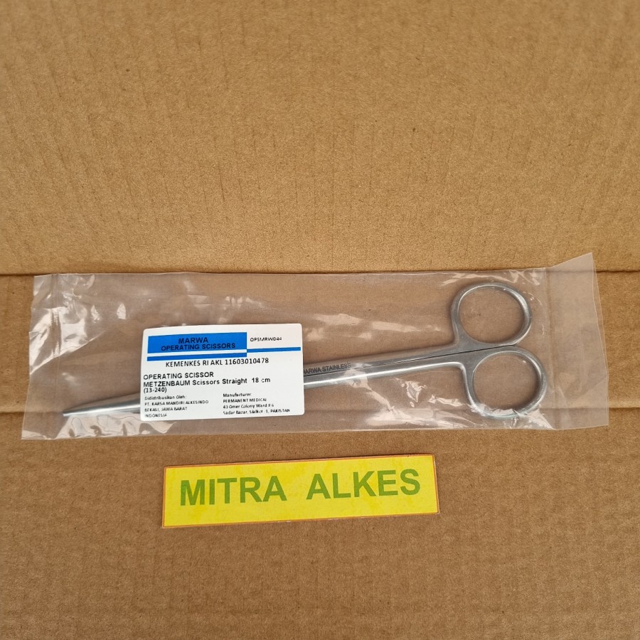 Metzenbaum Scissors Lurus - Bengkok 18 cm. Gunting Jaringan 18cm.