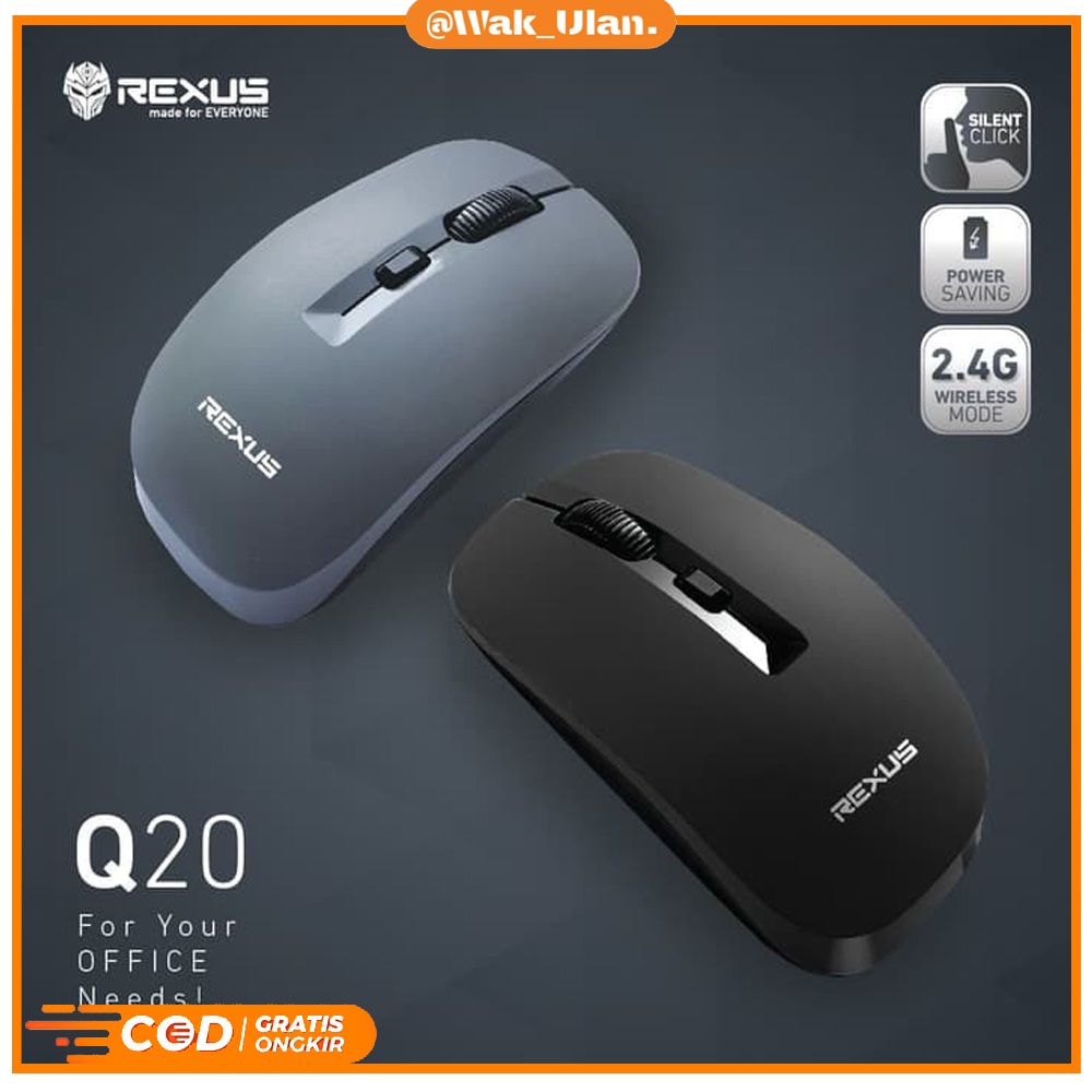 Rexus Office Q20 Mouse usb Wireless Silent model slim 1600DPI Komputer Computer laptop Pc