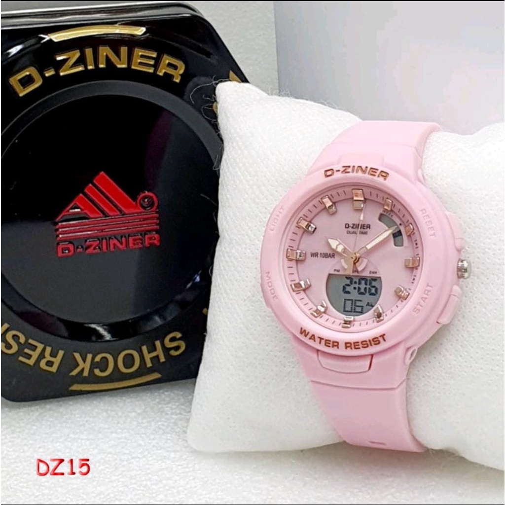 JAM TANGAN WANITA D-ZINER 8260 ORIGINAL ANTI AIR JAM TANGAN DZINER BABY-G BSA B100 DIGITAL ANALOG DUAL TIME RUBBER SPORTY ANTI AIR