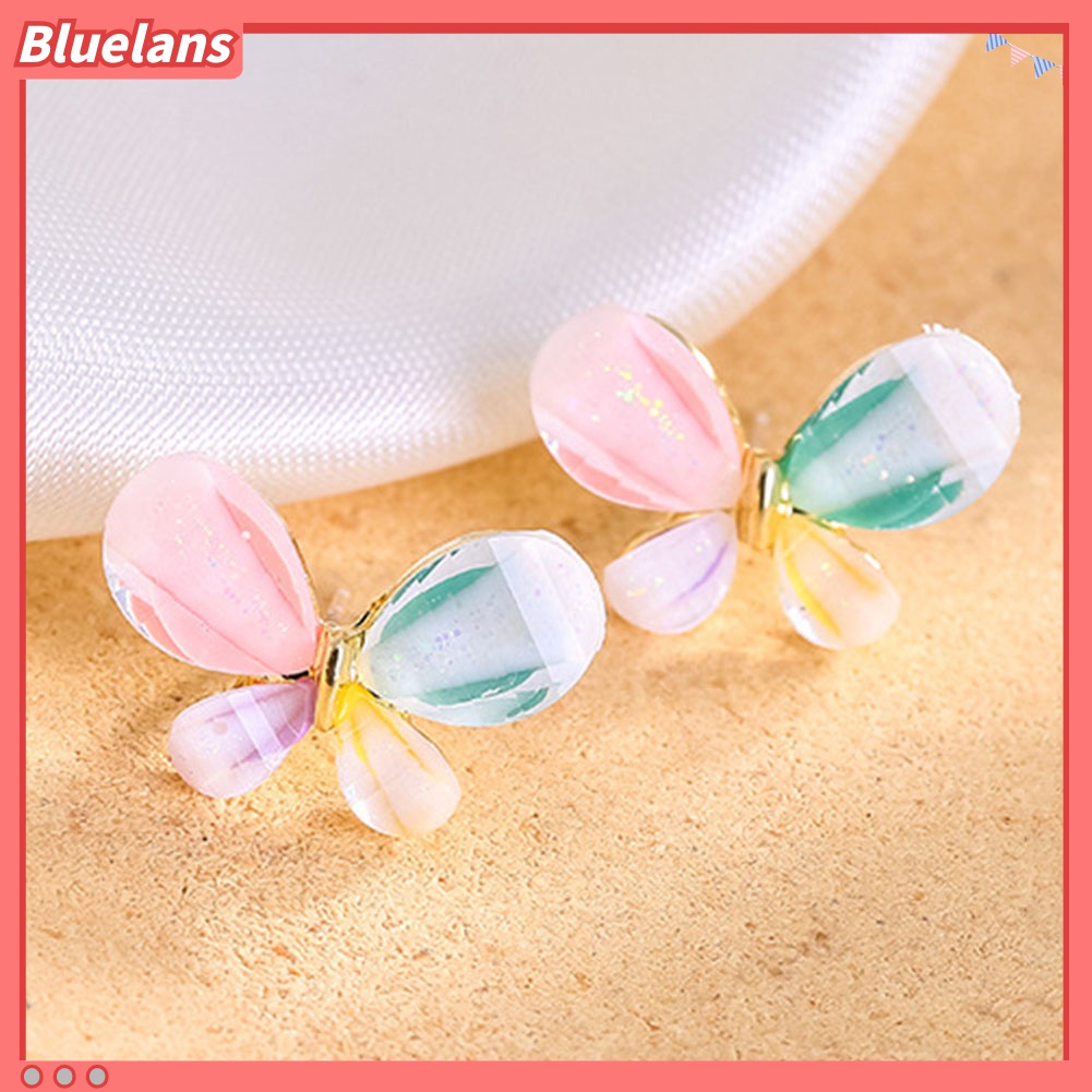 Anting Stud Bentuk Kelopak Bunga Butterfly Warna-Warni Untuk Wanita