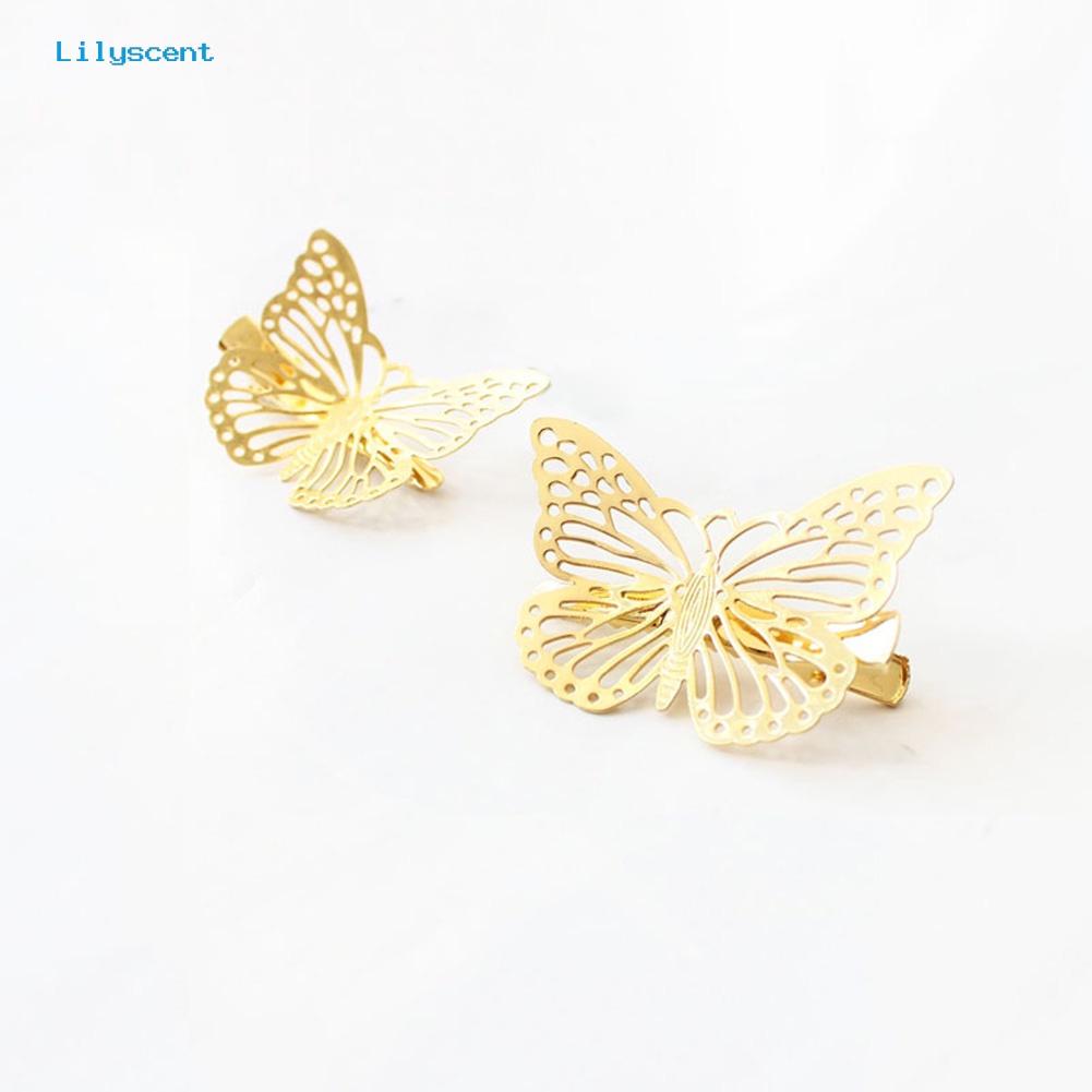 Jepit Rambut Model Butterfly Hollow Bahan Metal Gaya Vintage Untuk Wanita