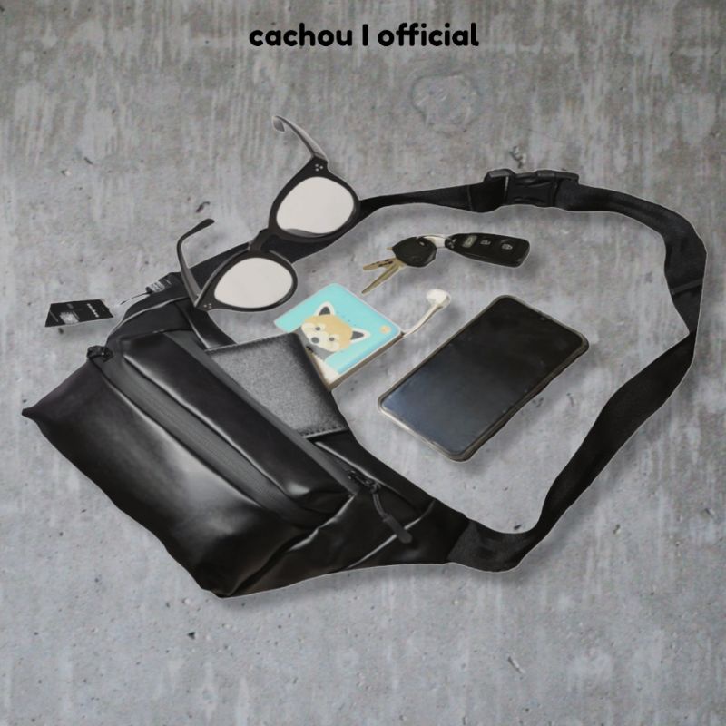 Cachou Tas Selempang Pria Anti Air Waistbag Pinggang Waterproof