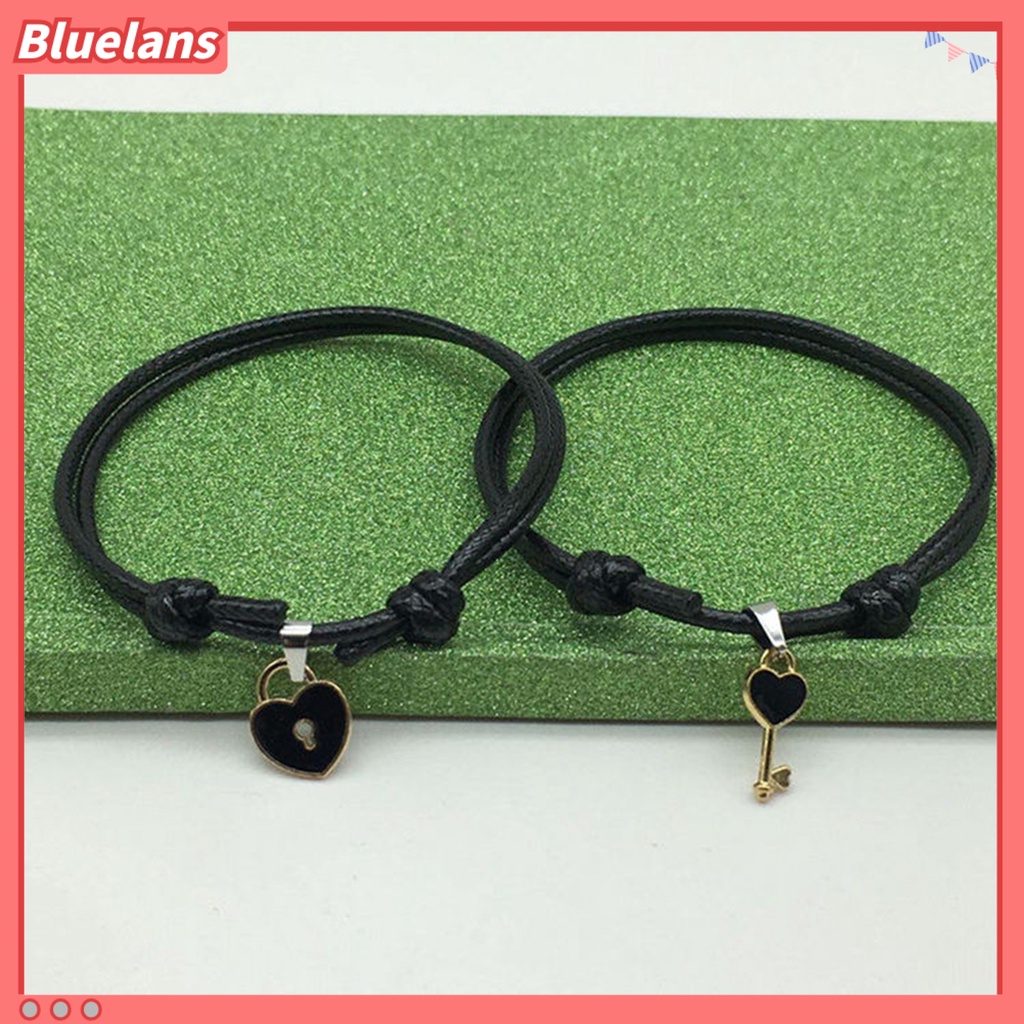 Bluelans 1pc Gelang Rantai Liontin Kunci Hati Untuk Pasangan
