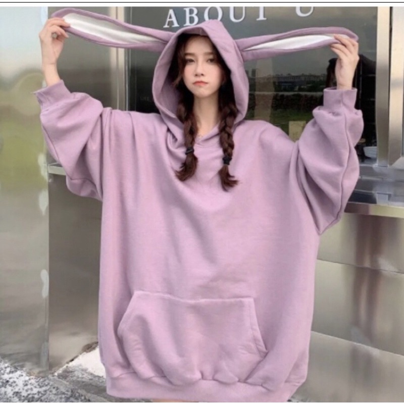 SWEATER OVERSIZE HOODIE RABBIT SWEATER HOODIE OVERSIZE WANITA