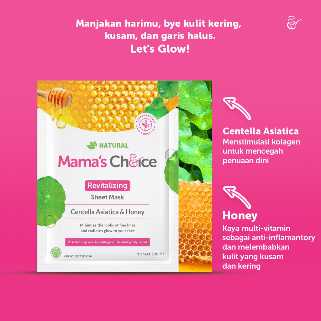 Mama’s Choice Revitalizing Sheet Mask isi 3 Sheets / Masker Wajah Aman Untuk Ibu Hamil dan Menyusui