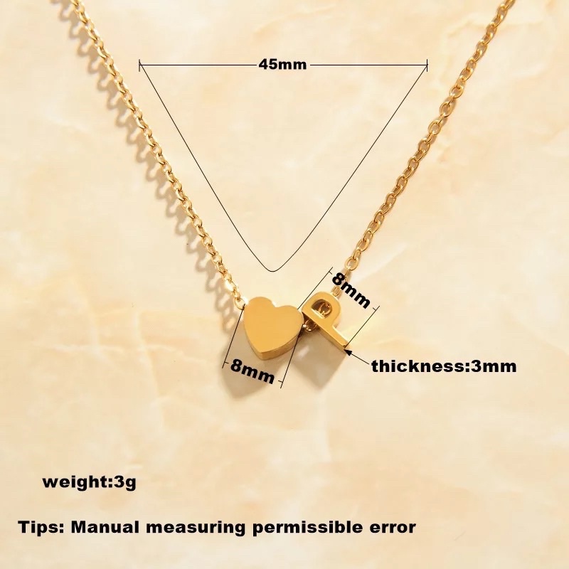 Kalung titanium inisial huruf love anti karat