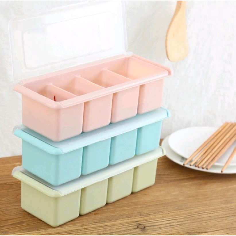 KeiKei Wadah Kotak Tempat Bumbu Dapur Set 4 sekat 4 in 1