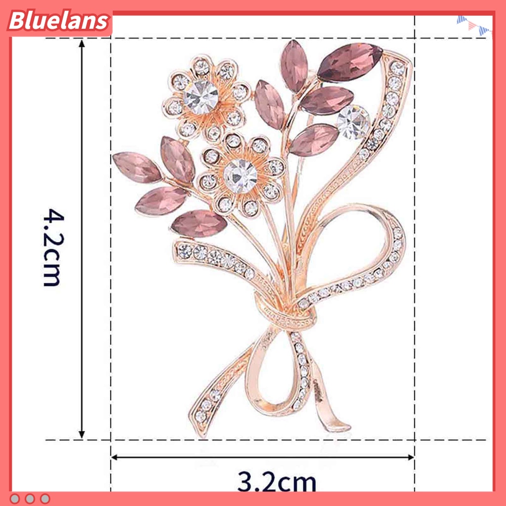 Bluelans Bros Pin Bentuk Bunga Aksen Berlian Imitasi Bahan Alloy Untuk Wanita