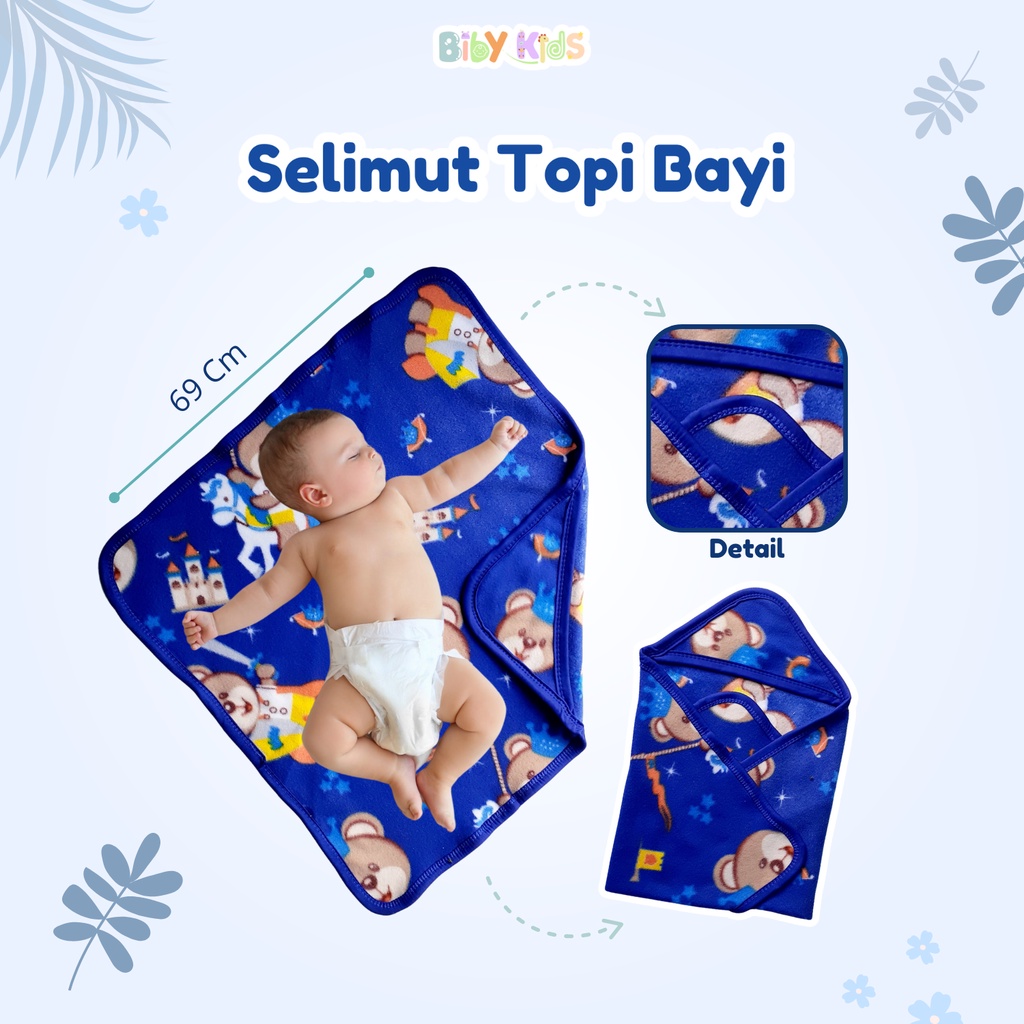 Selimut Bulu Bayi Topi Lembut Newborn Tebal Premium Murah Double Fleece Karakter Lucu Perlengkapan Tidur Bayi